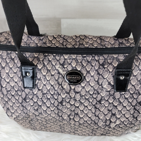 COACH Taylor Python Snake Print Large Tote Bag with Snap In Pouch - Picture 4 of 16